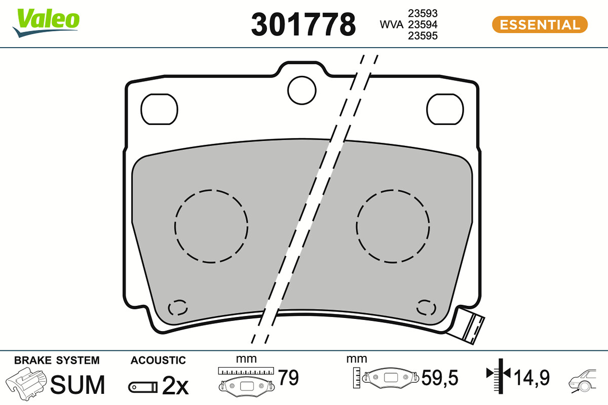 Jeu de 4 plaquettes de frein VALEO ref. 301778